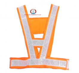 Áo phản quang TQ chữ V bản 10cm, màu cam đỏ + màu vàng chanh