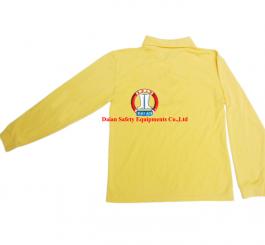 Áo phông vải dệt kim tổ ong cổ bẻ nam+nữ, DT (màu vàng cam chanh) 