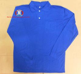 Áo phông vải dệt kim lỳ, cổ bẻ, DT (màu xanh dương)