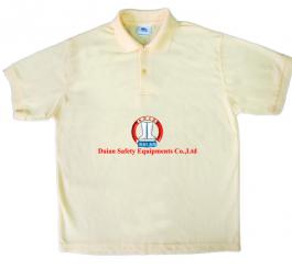 Áo phông vải dệt kim tổ ong cổ bẻ nam+nữ, CT (màu vàng cam chanh) 