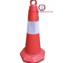 Cọc tiêu nhựa dày VN - NQ kiểu vòng khuyết ( P/Q trắng) cao 70cm