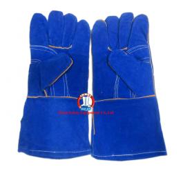Găng da dài - da lộn mềm chống nóng EU ( 2 lớp, 1 mầu xanh )